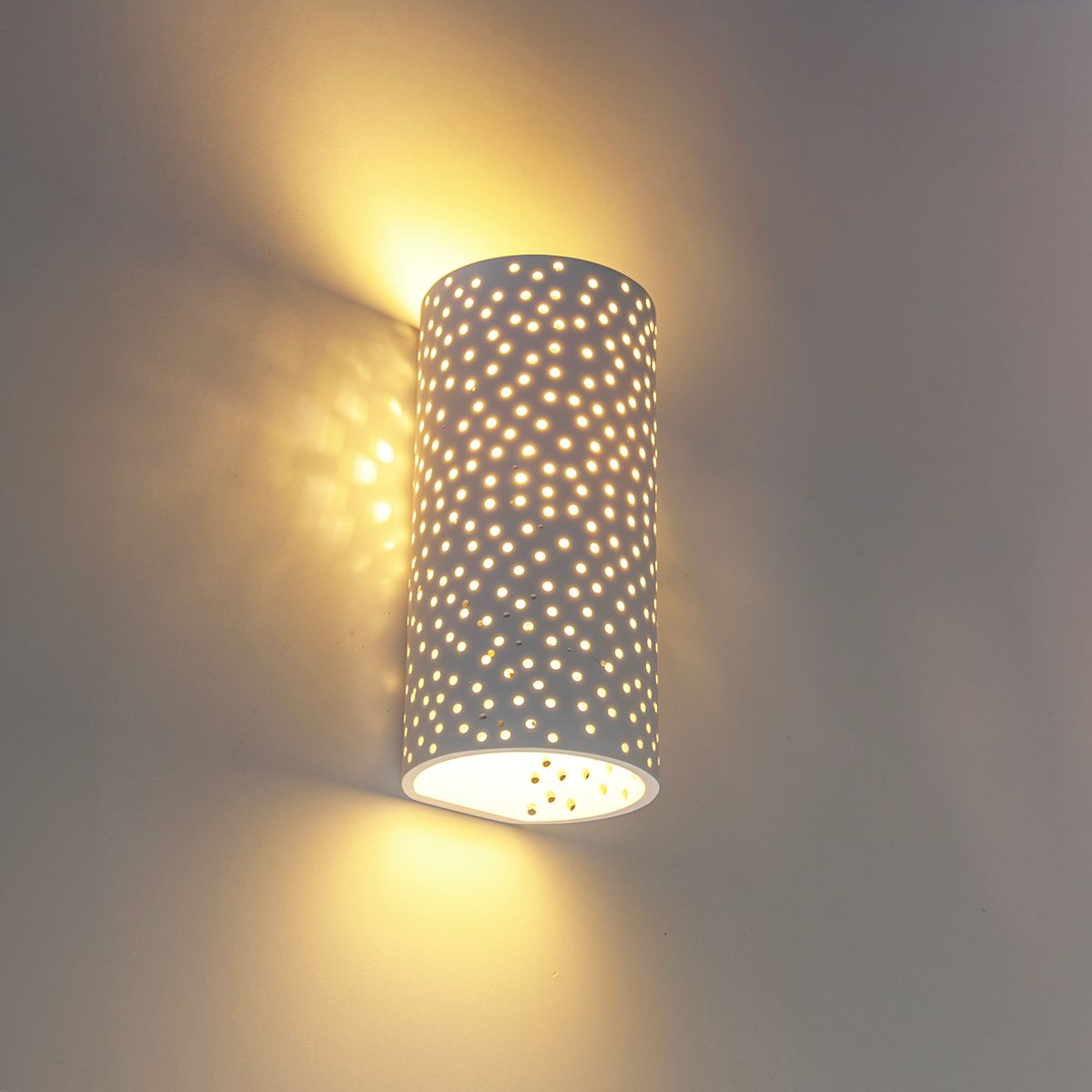Vintage wandlamp wit gips cilindervormig - Mahou