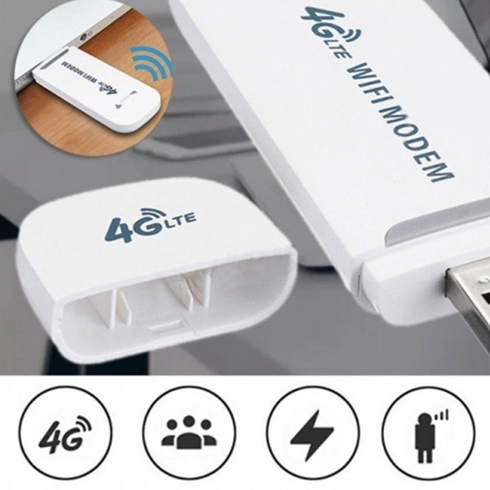 (150Mbit/s) Mobiler Hotspot 4G / LTE USB A Dongle WiFi Modem Netzwerk Router   Mini SIM Karten Slot - Weiss
