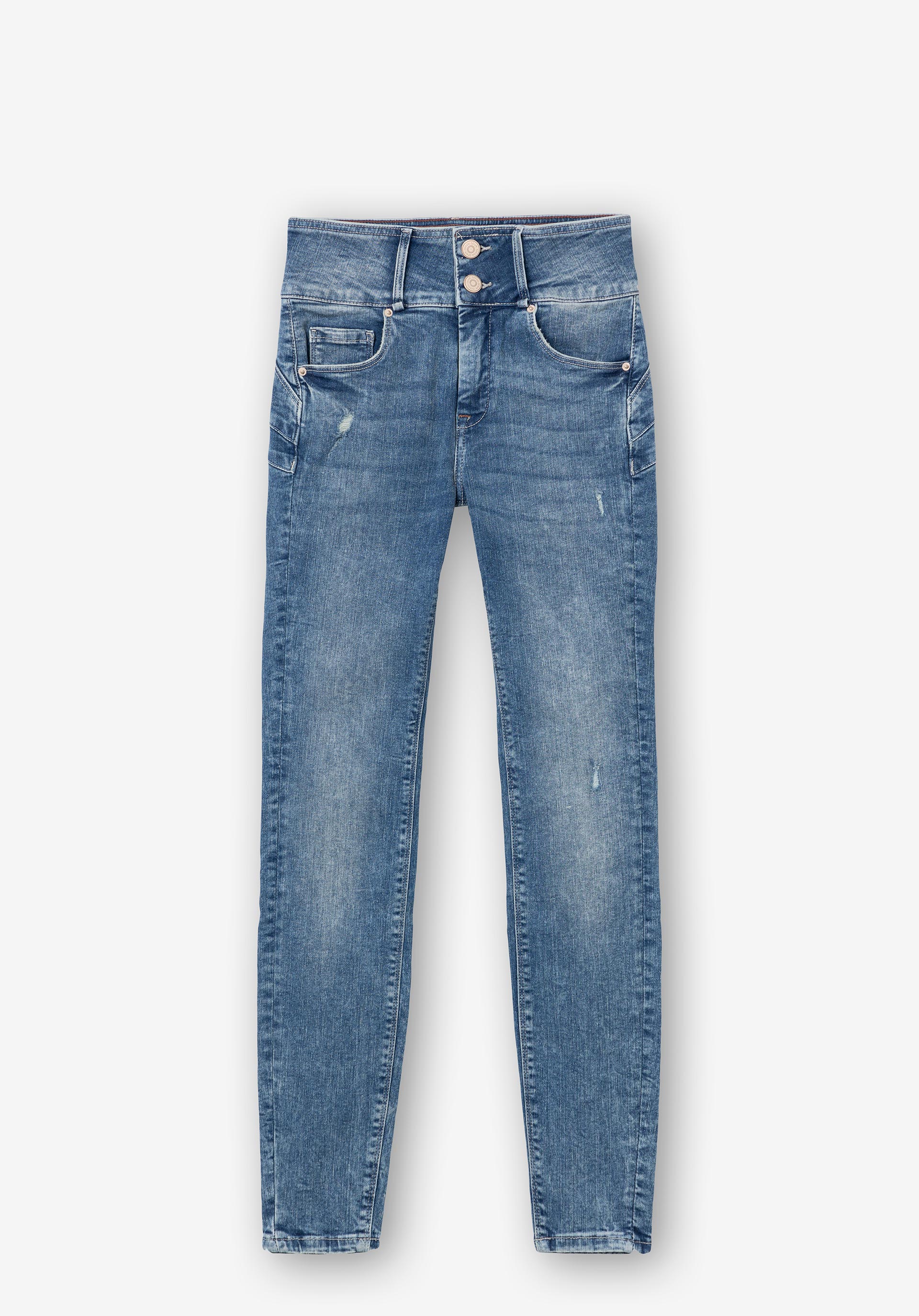 Jeans Double-up Skinny Cintura Alta Rasgões
