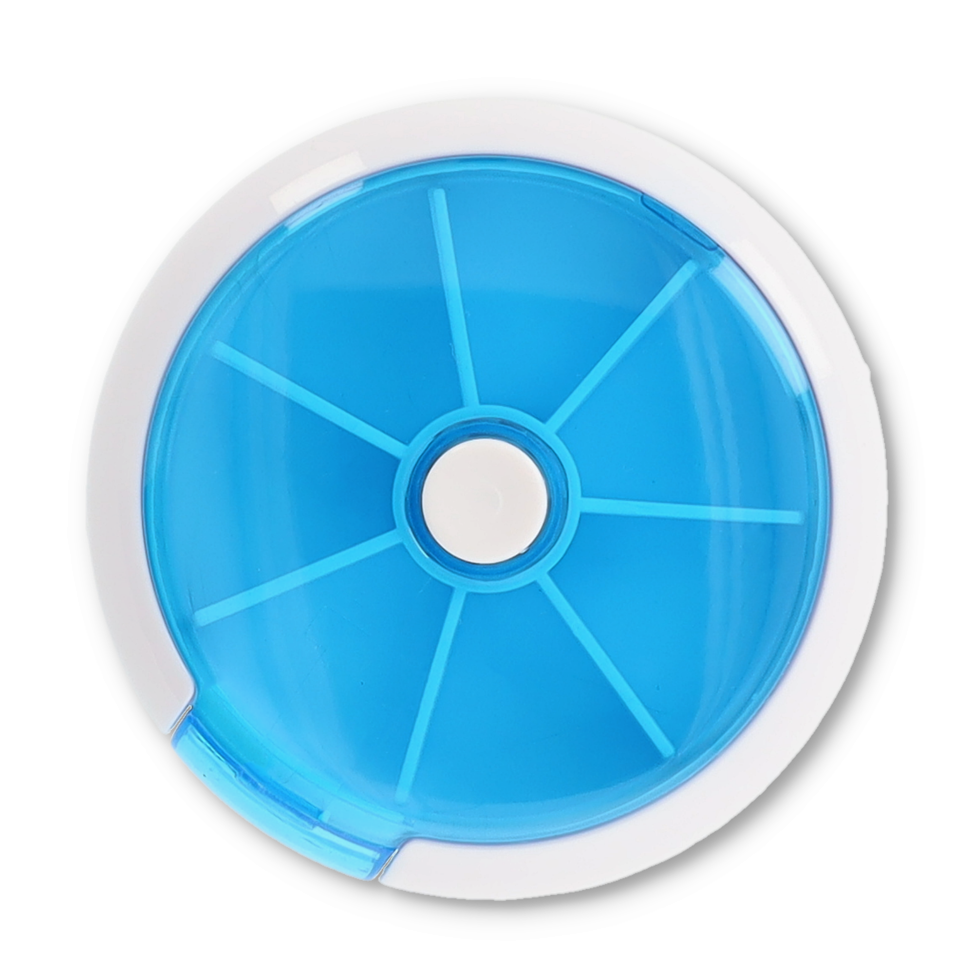 (Ø8.5cm) Medikamenten Dosierer 7 Tage Dosett Tablettenbox Supplements Pillendose Tablettenspender - Blau / Weiss