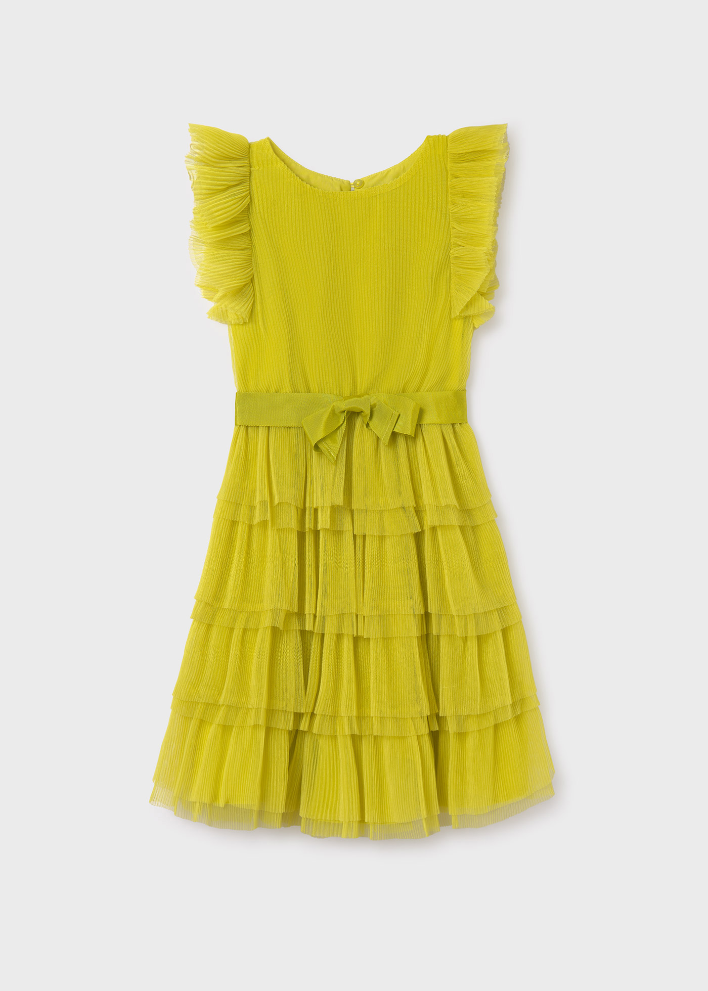Vestido de tule cru com babados para meninas