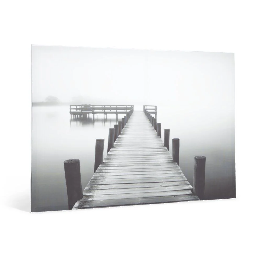 Toile imprimée pont bois noir et blanc 70x100cm