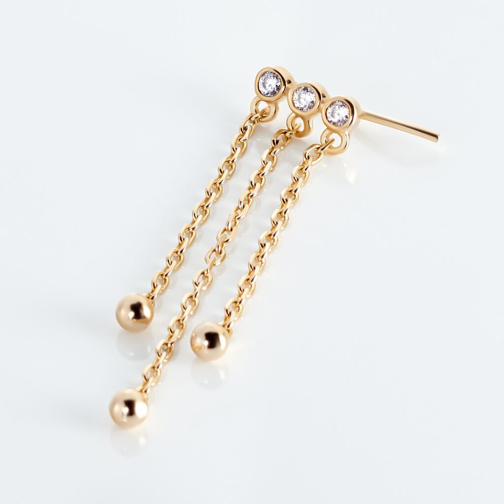 Bijou D'oreille Unitaire Plaqué Or Jaune Kolya Oxydes De Zirconium