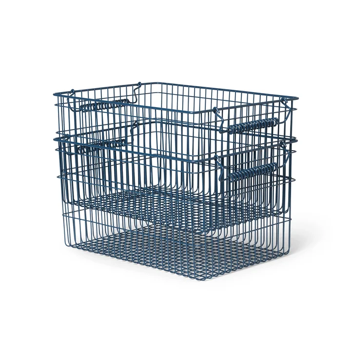 Ferm Living - Cala Stapelbare Körbe, dunkelblau (2er-Set)