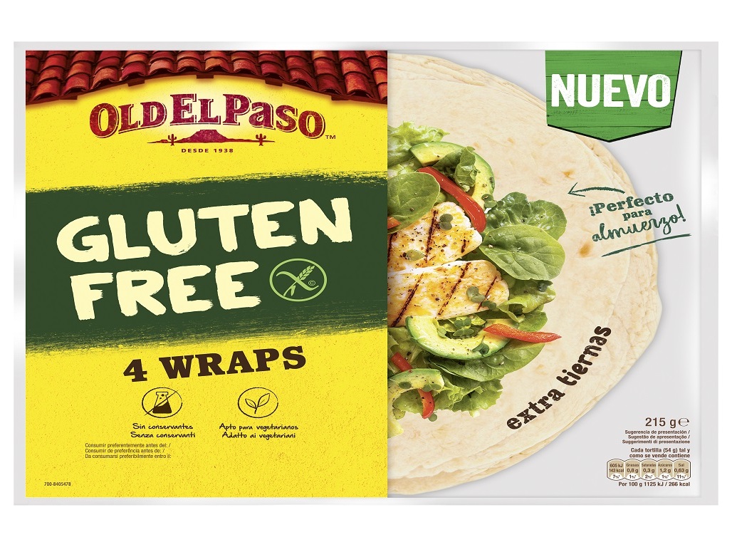 TORTILHA WRAP OLD EL PASO SEM GLÚTEN 4UNID 215G