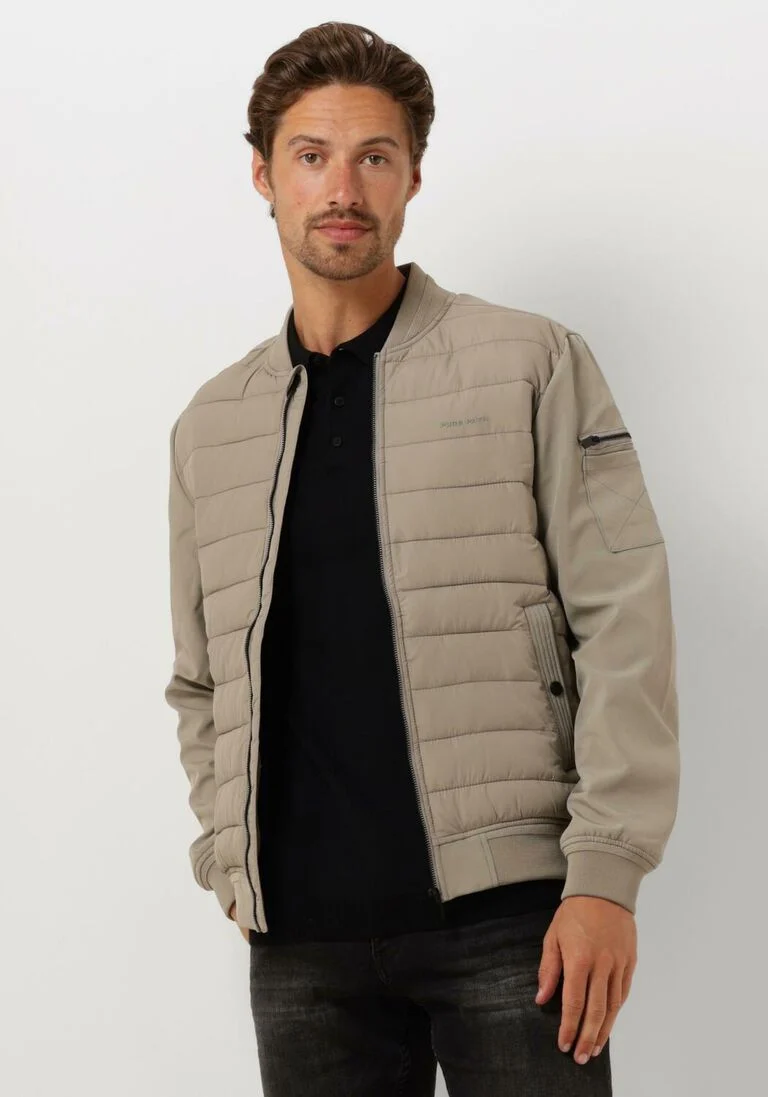 PURE PATH zand pure path gewatteerde jas padded jacket with front and sleeve pockets