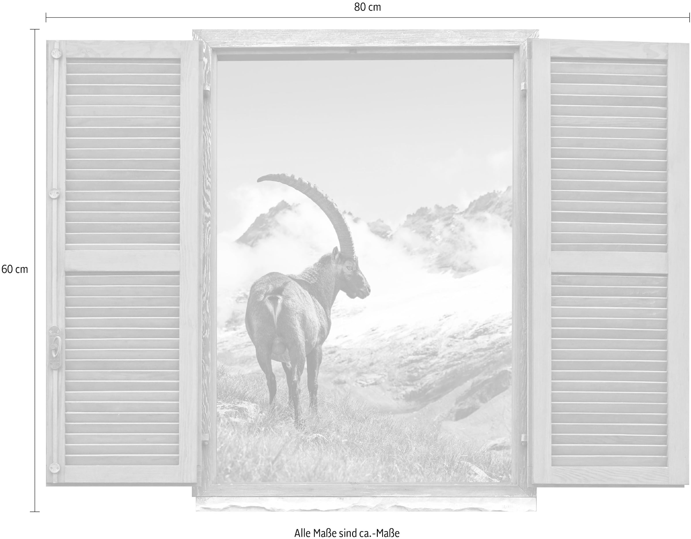 queence Wandtattoo »Steinbock« Wandsticker, Wandbild, selbstklebend, 3D, Fenster