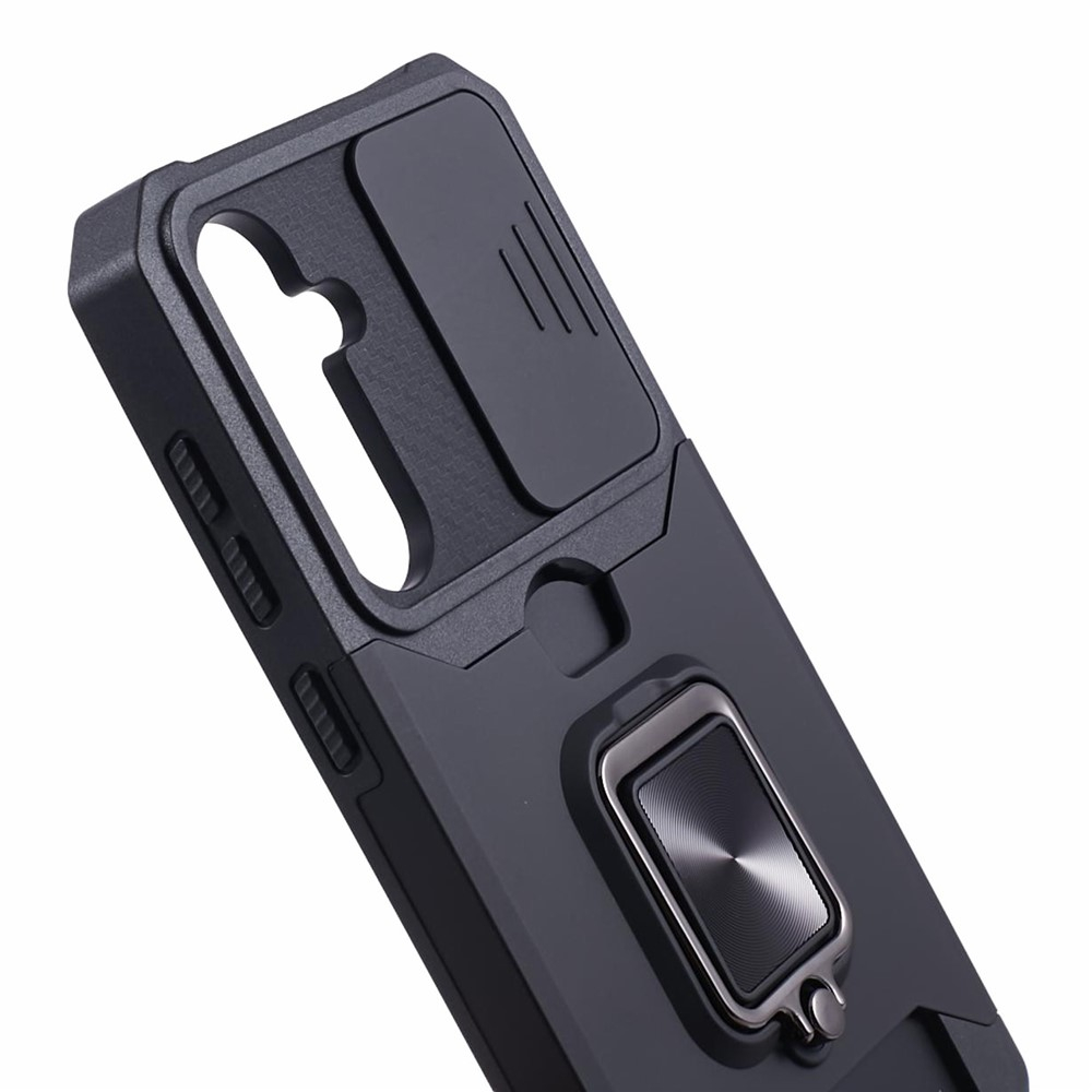 Samsung Galaxy S25 FE Hybrid Outdoor Hardcase Hülle mit Cam-Slider   Magnetischer Kickstand - Schwarz