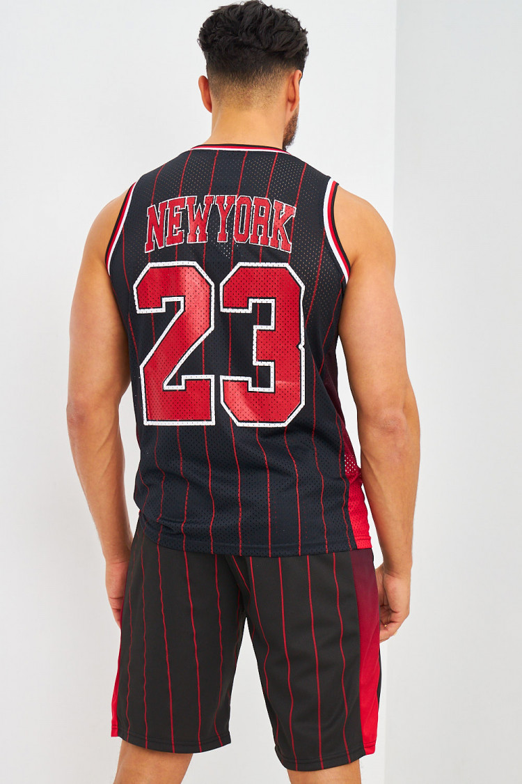 Ensemble rayé débardeur + short noir New York