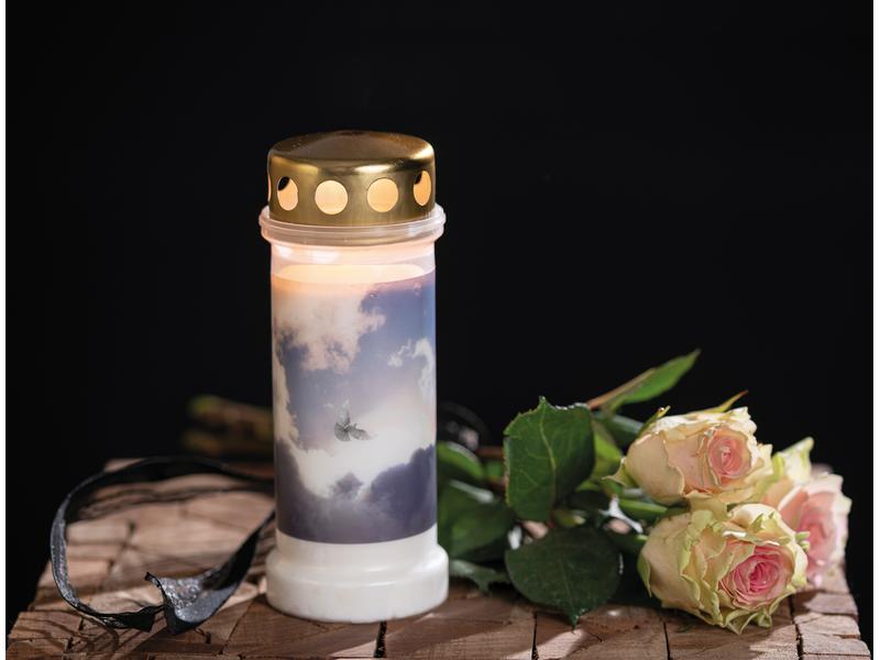 Opiflor Grabkerze Ewigkeit, Himmel Ø 6.7 cm Grableuchte mit goldenem Deckel