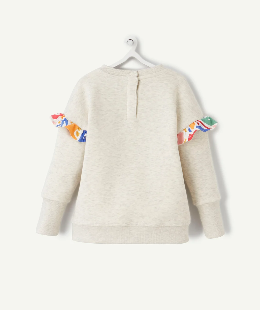 SWEAT ÉVOLUTIF FILLE GRIS EN FIBRES RECYCLÉES AVEC VOLANTS
