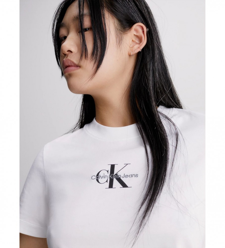 Camiseta Calvin Klein branca com monograma em algodão
