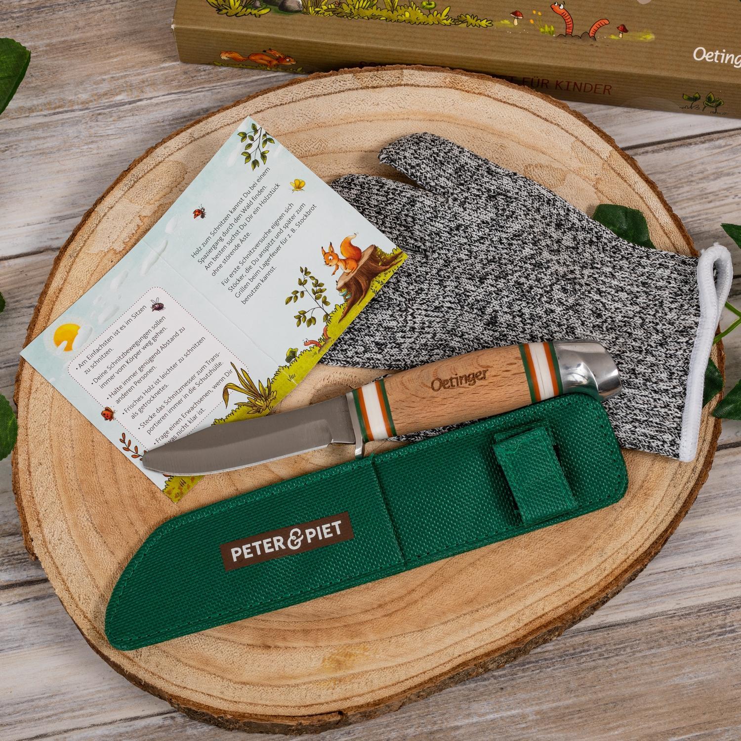 Peter & Piet – Schnitzmesser-Set für Kinder mit Schnitzhandschuh