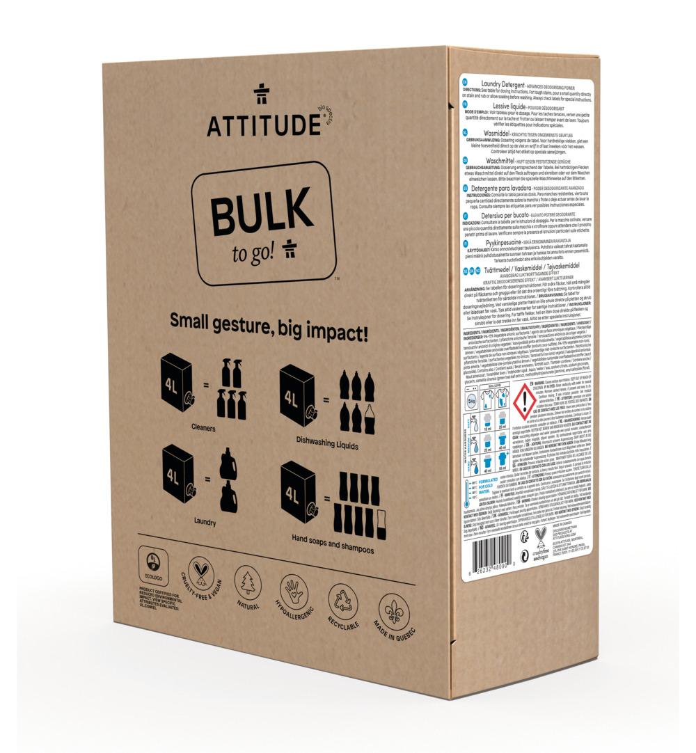 Attitude Nature+ Bulk2Go Vloeibaar Wasmiddel 160 Beurten Wild Flowers (4000 ml)