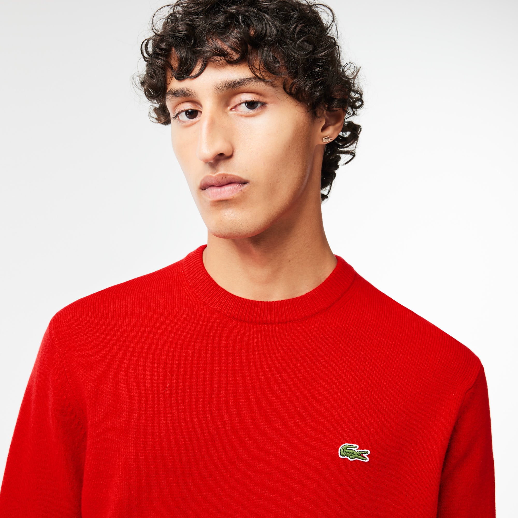 Herren Woll-Pullover mit Rundhals Pullover - Rot - Lacoste - Herren