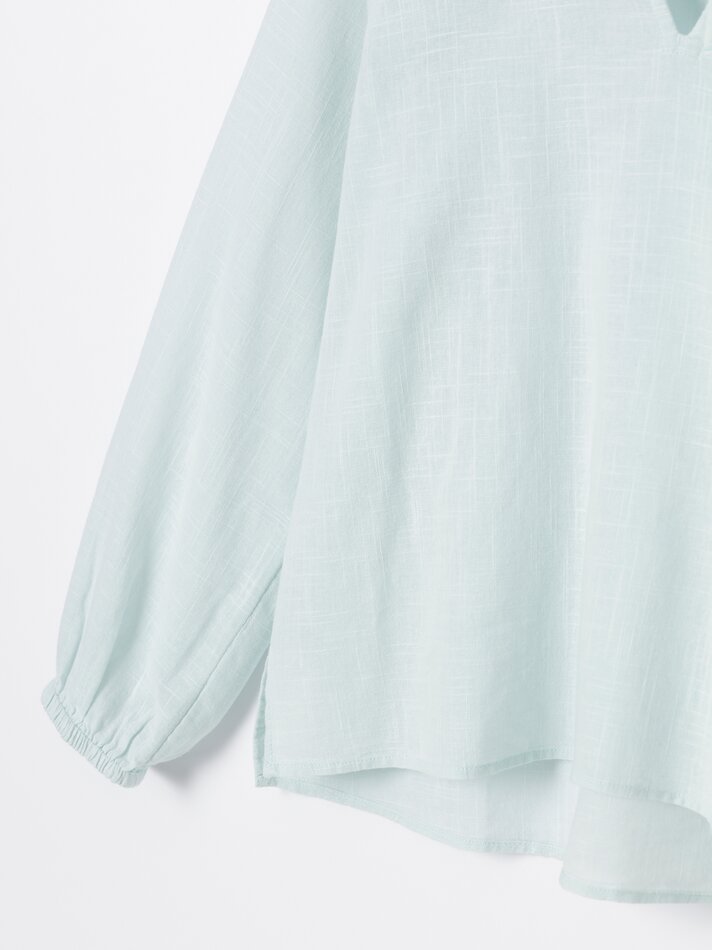 Camisa rústica de manga comprida - Azul claro