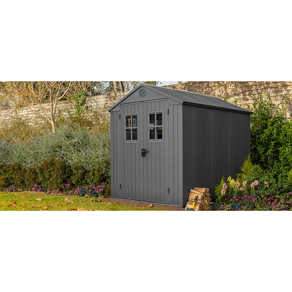 Keter Darwin 68 Tuinhuis - dubbele deuren   ramen - 190x244x221 cm - Grijs