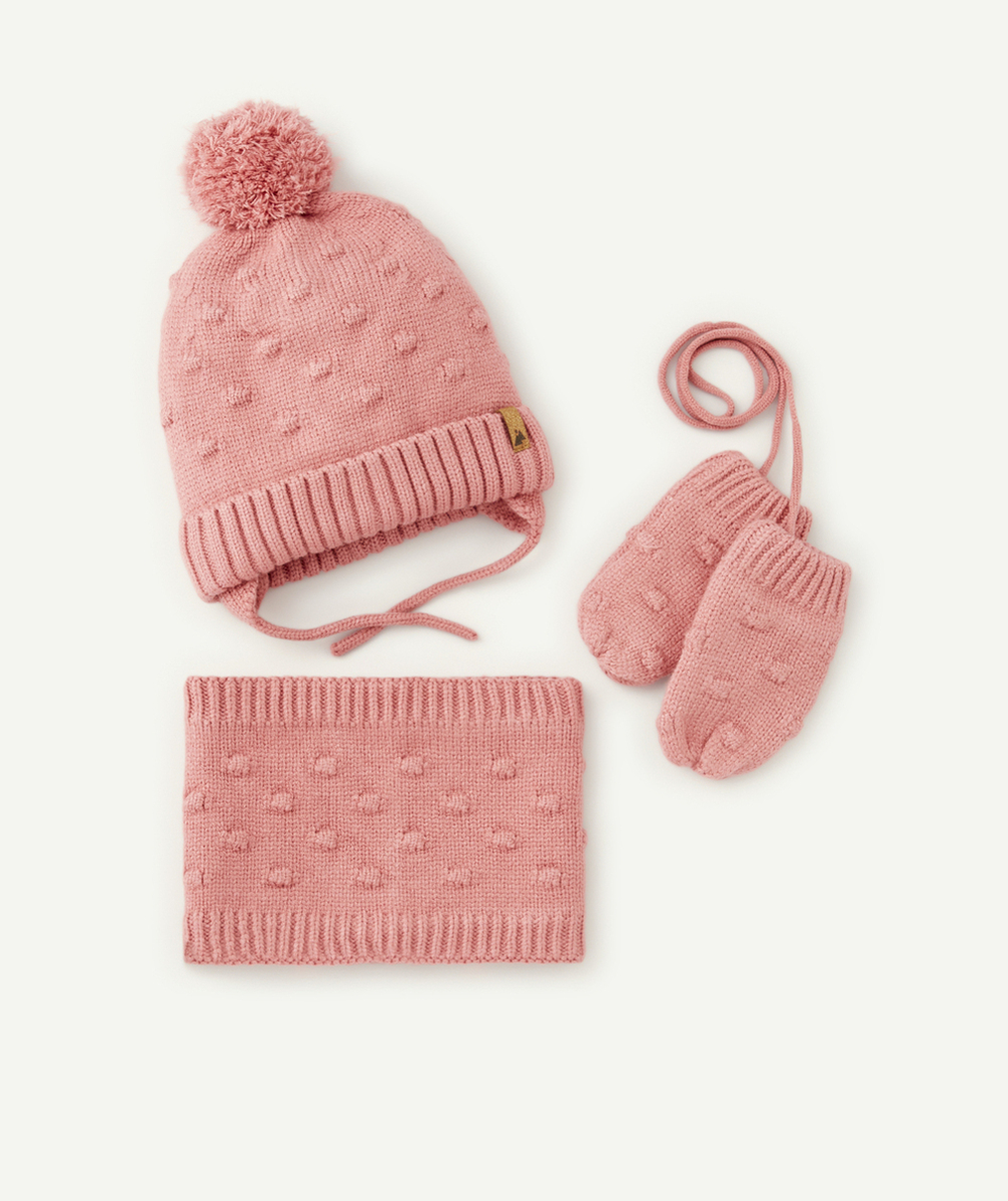 SET TRICOT BÉBÉ FILLE EN FIBRES RECYCLÉES ROSE