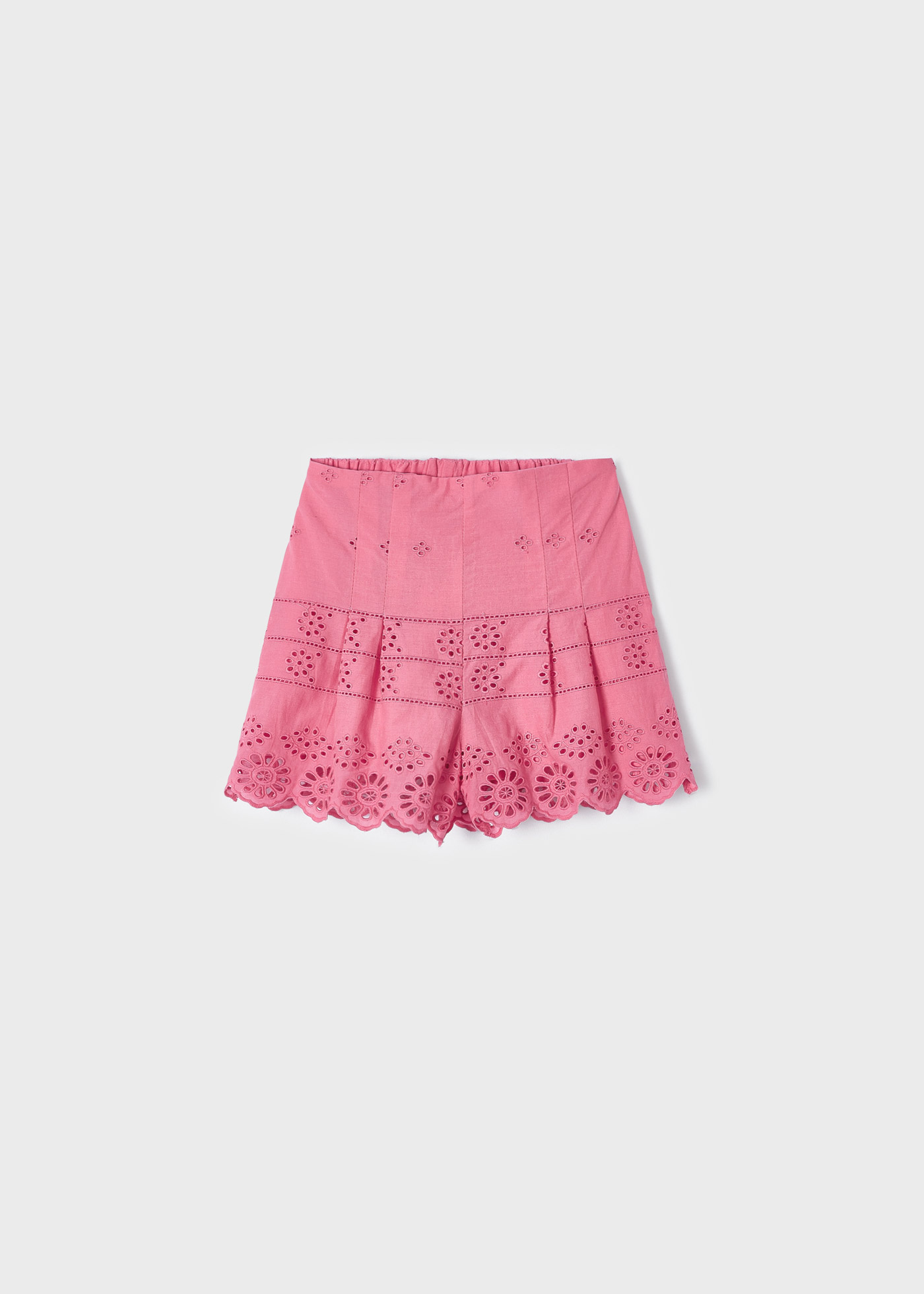 Calções de algodão para meninas com padrão perfurado