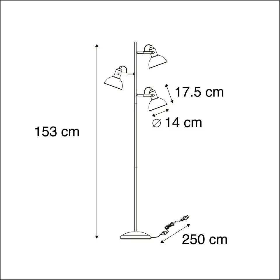 Qazqa vloerlampen tommy zwart e14