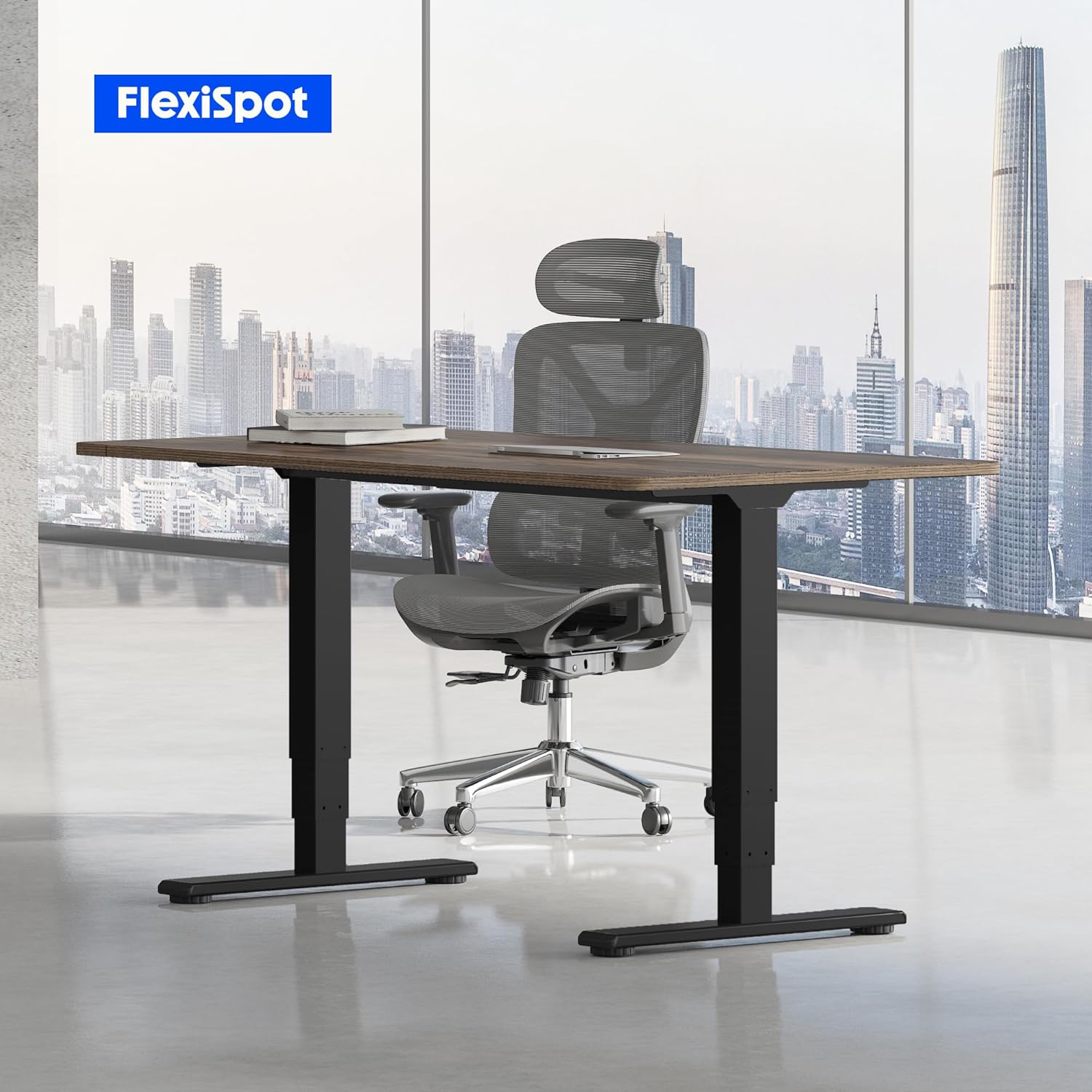 FLEXISPOT Höhenverstellbarer Schreibtisch elektrisch 140×80 cm mit Dualmotor & 3-stufigem Gestell – Ergonomischer Standing Desk für Büro & Home Office, 100 kg Tragkraft, leise