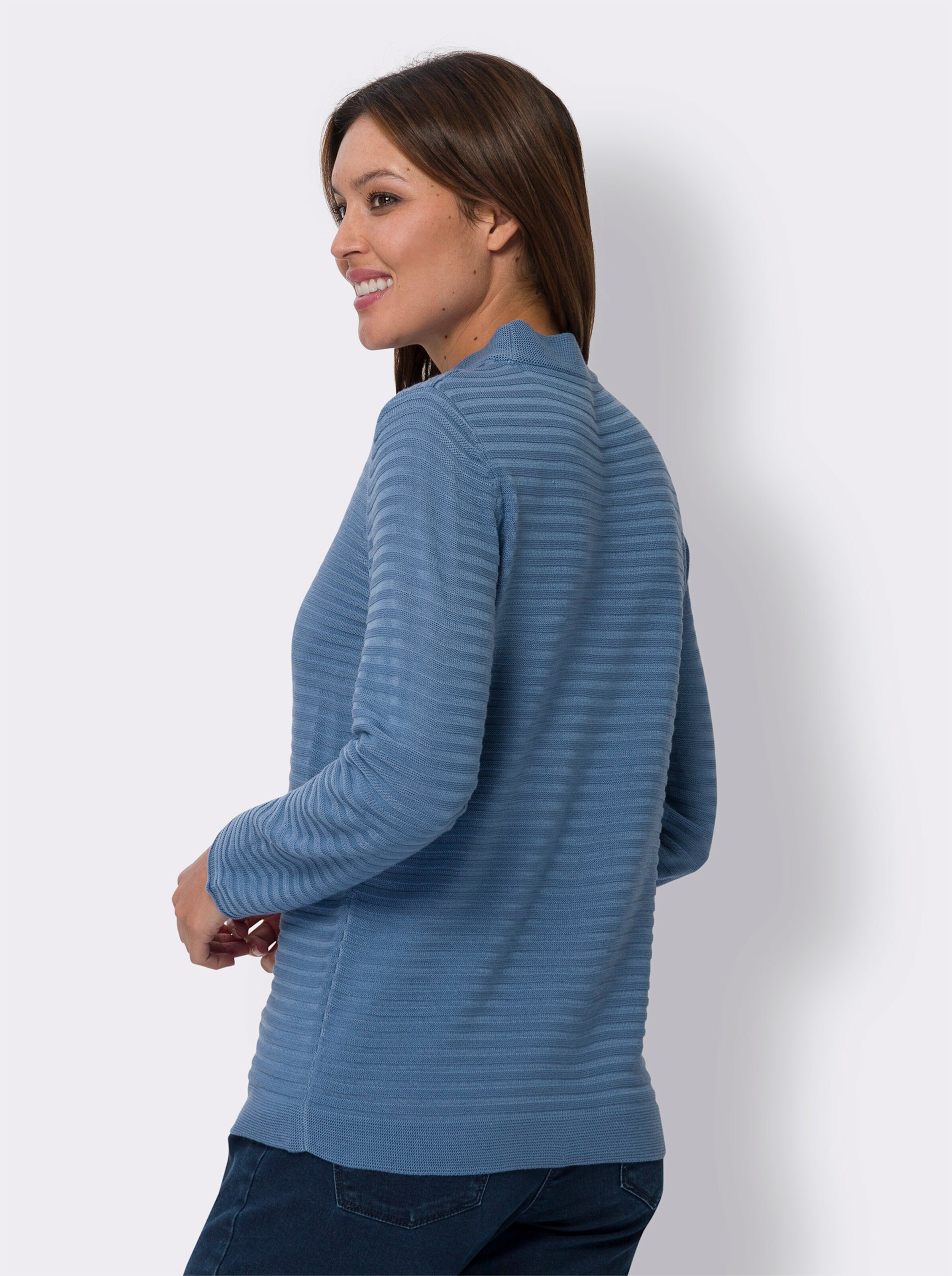 Stehkragenpullover in Ripp-Optik