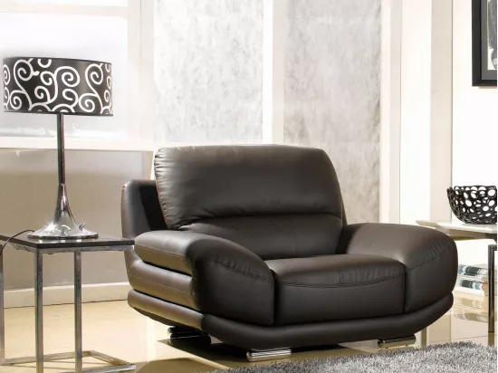 Fauteuil en cuir BARCELONA Marron