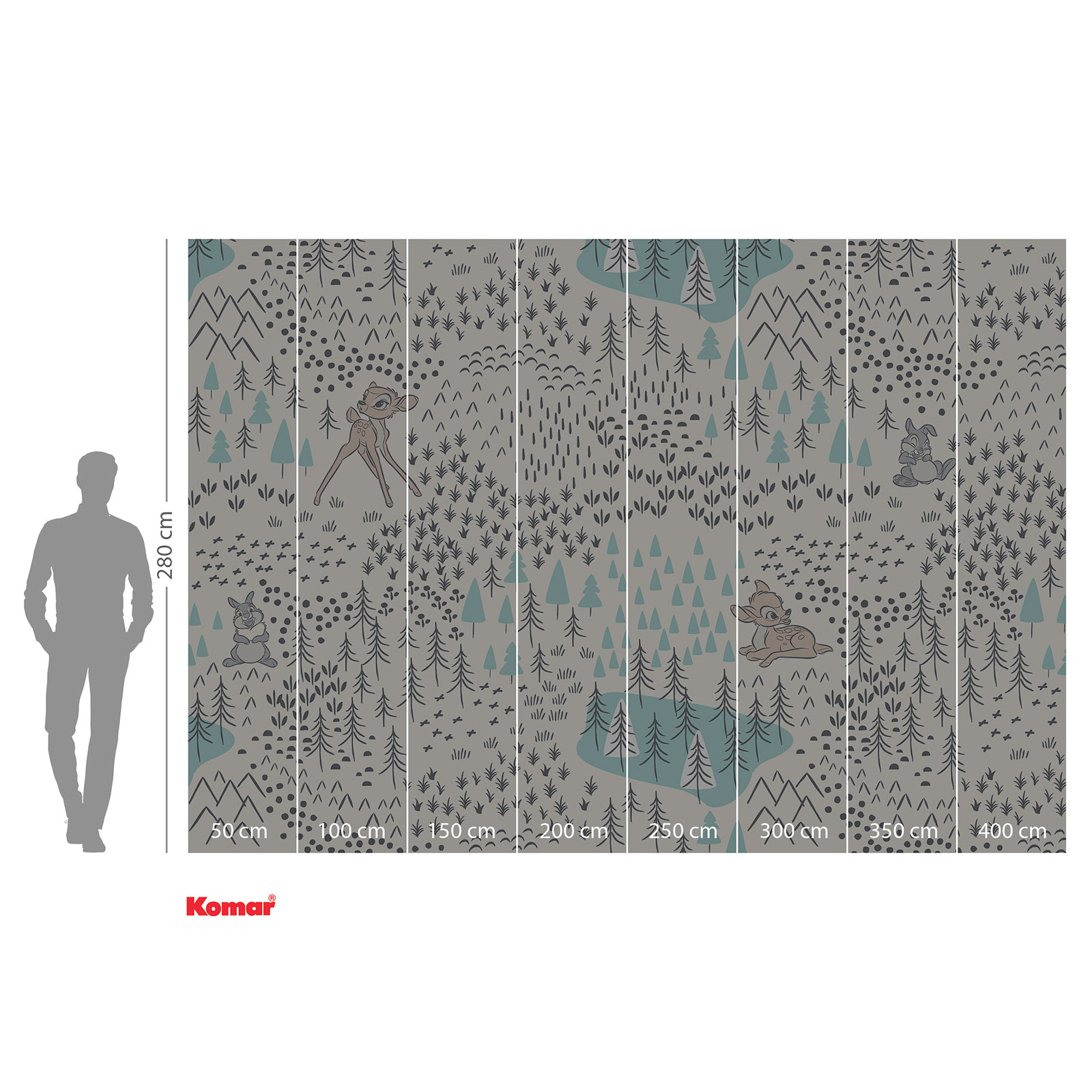 Vlies-Fototapete BAMBI WOODLAND - bunt - 400x280 cm