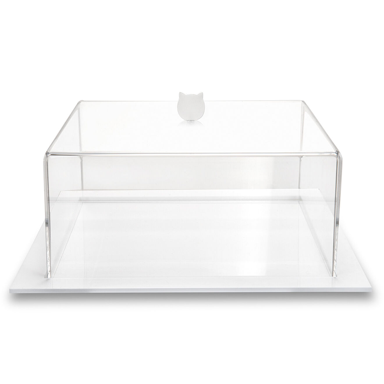 Iplex Porte-gâteau petit format bon ton transparent/blanc - 25.5x25.5x11 cm