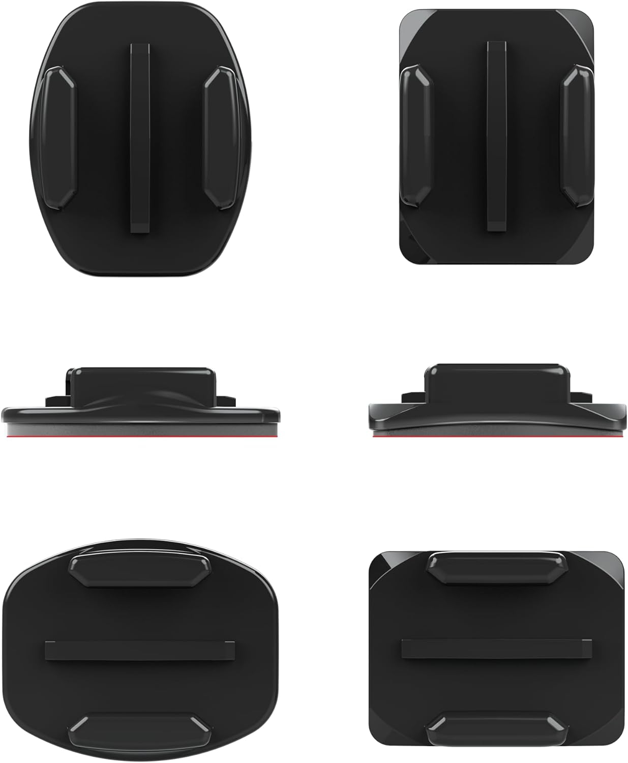 (6-tlg. Set) Sporthalterung Mount Gebogen   Flach Klebend mit 3M Klebepads für GoPro Kamera (AACFT-001) - Schwarz