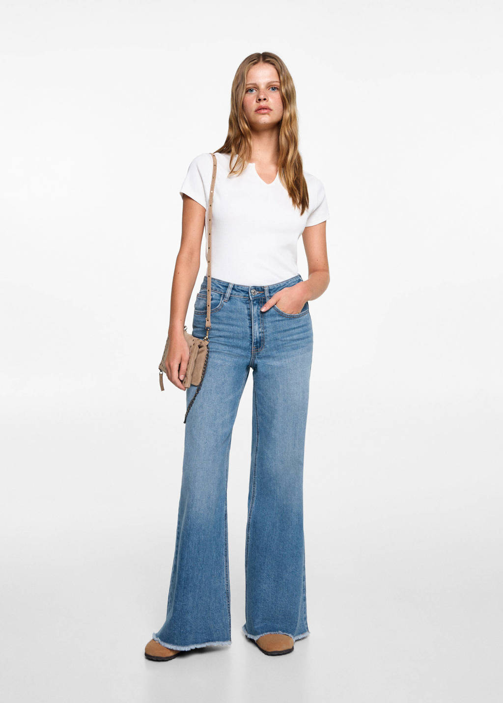 MANGO TEEN high waist flared jeans changeant blauw