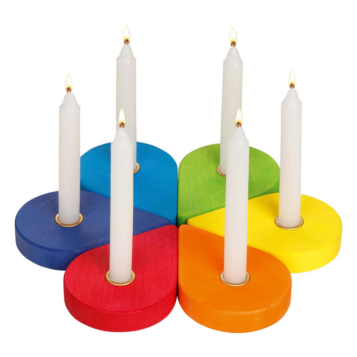 Goki Houten Verjaardagskrans Kandelaars, 6dlg.