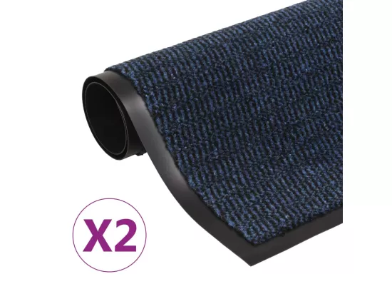 Paillassons rectangulaires 2 pcs 60 x 90 cm Bleu