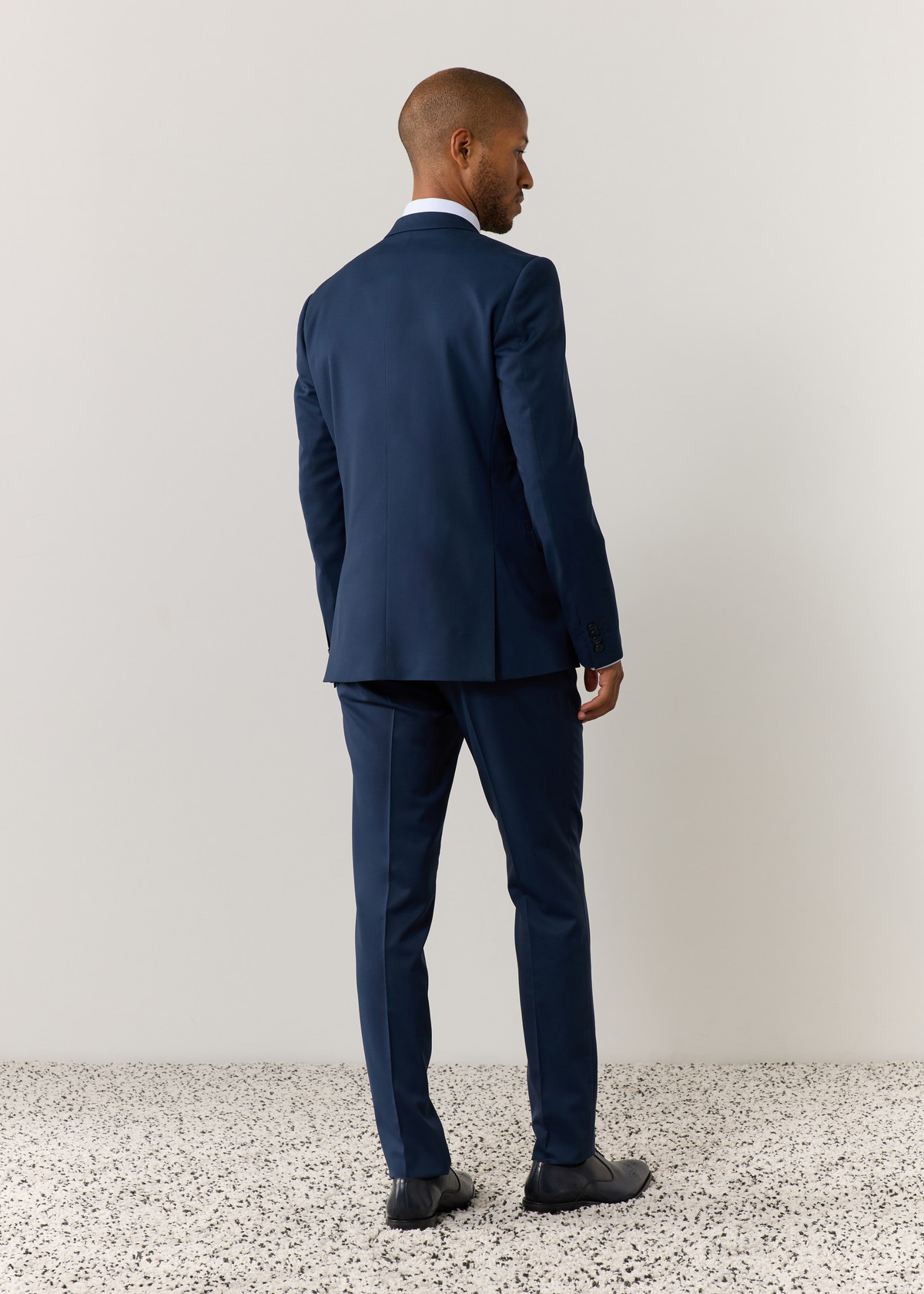 Costume 2 pièces Slim en laine stretch unie bleu prusse