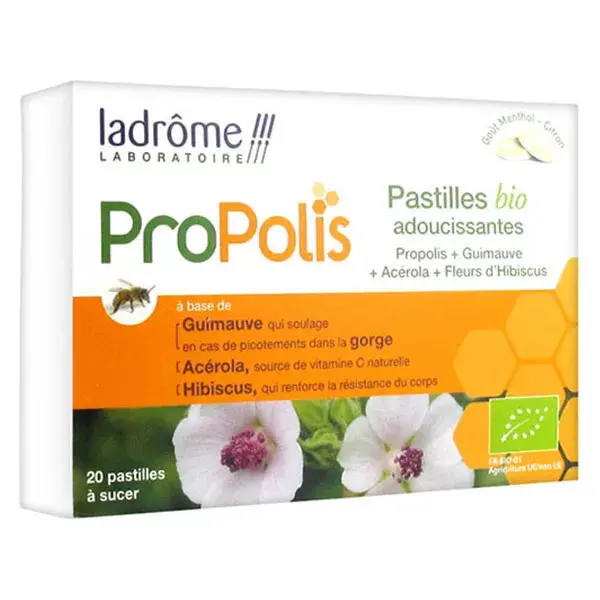 Comprimidos amaciantes orgânicos de própolis Ladrôme, 20 comprimidos