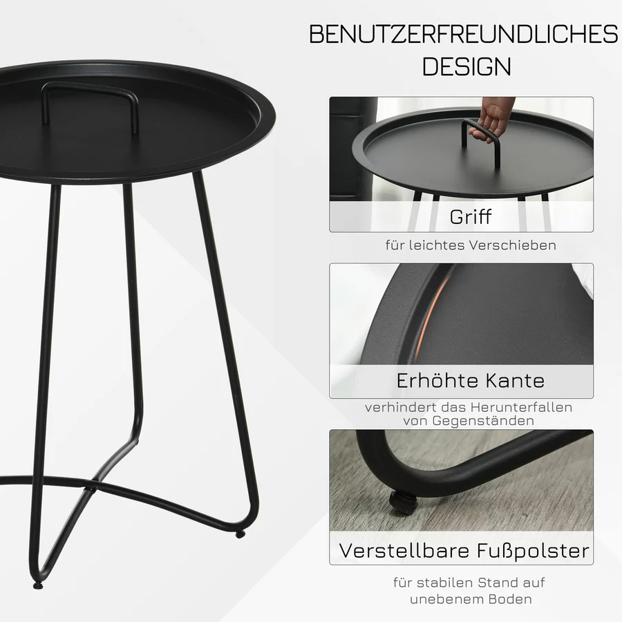 Outsunny Beistelltisch für den Garten schwarz