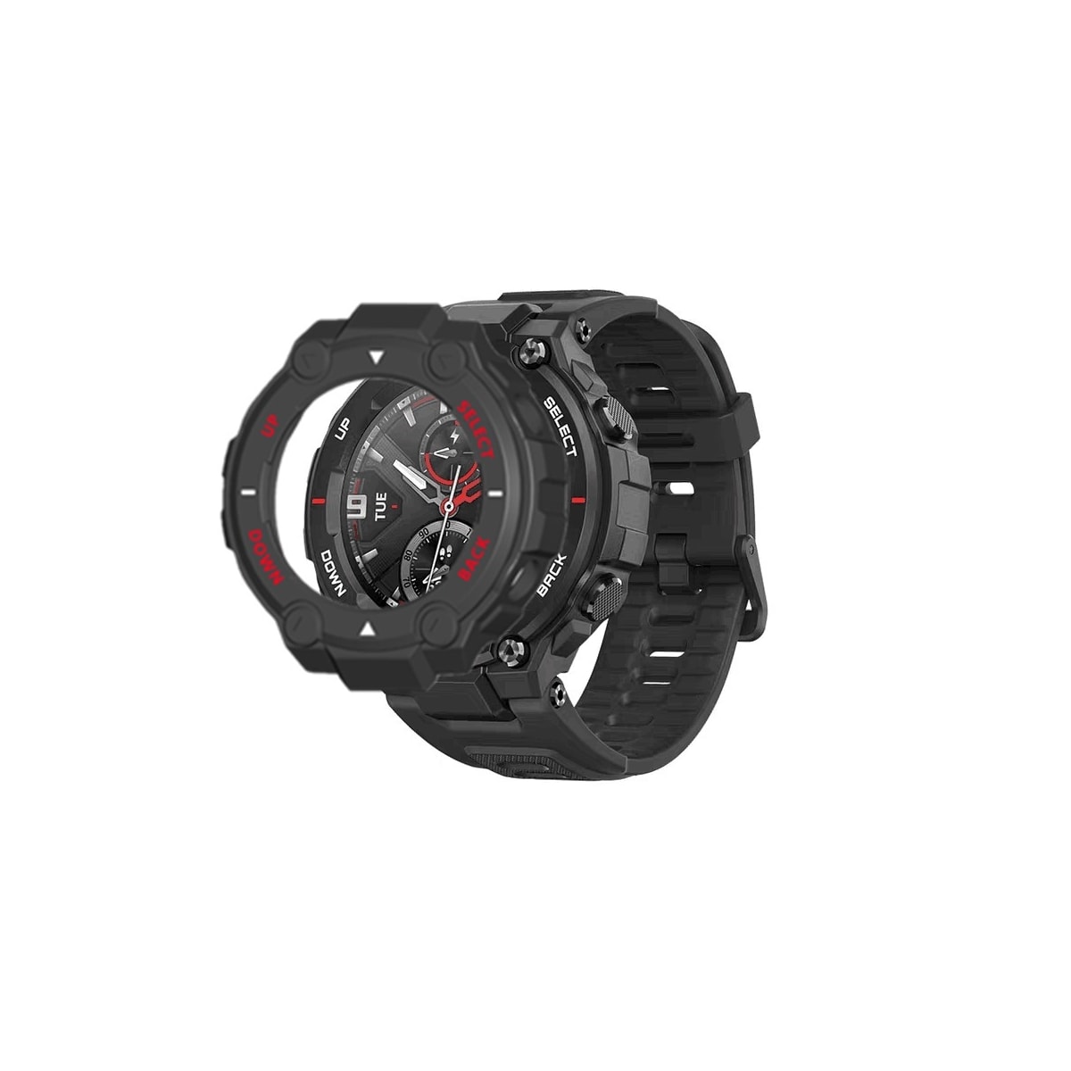 Smart beskyttende klokkedeksel for Huami Amazfit T-Rex Svart+rød
