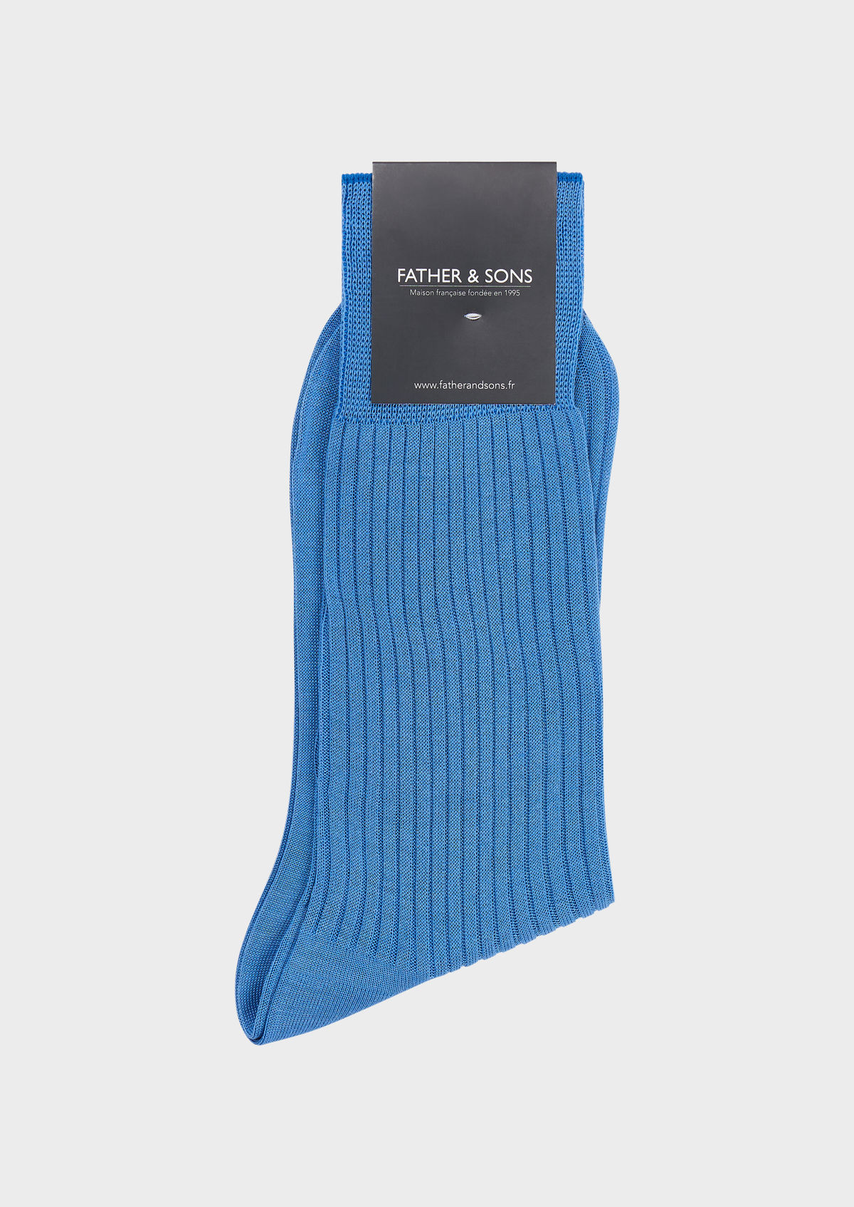 Chaussettes en coton fil d'Ecosse uni bleu classique