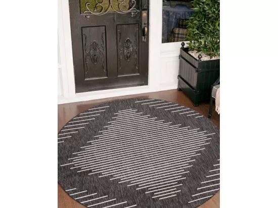 Tapis d'Extérieur - 183x183 - Anthracite - Tulum Symetry