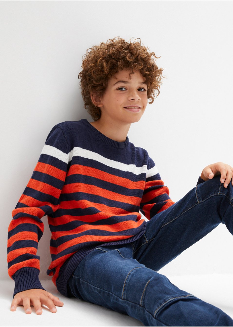 Pull en maille coton à rayures garçon