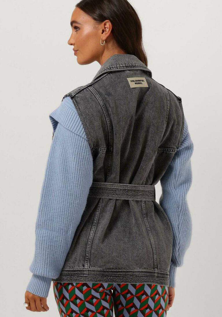 COLOURFUL REBEL grijze colourful rebel gilet yalou denim gilet