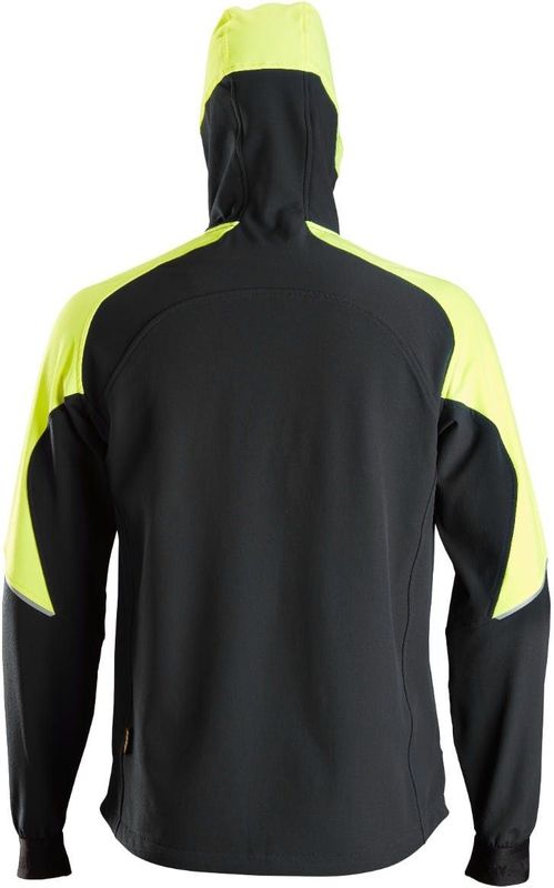 Snickers - 8025 Hoodie - Zwart/Neongeel - 4-Weg Stretch - Waterafstotend