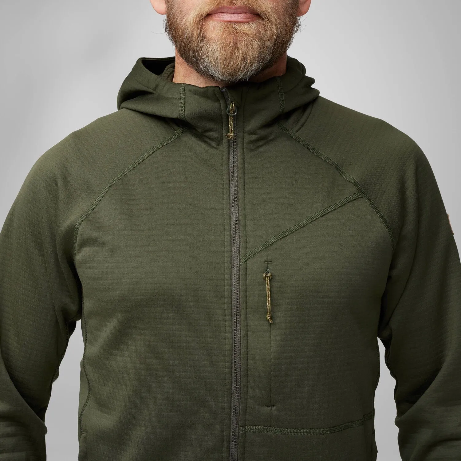 Fjällräven Men's Abisko Grid Fleece Hoodie Mountain Blue