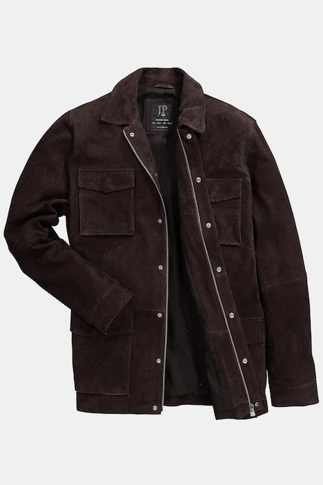 Leder-Fieldjacket, Leder, Ziegen-Veloursleder, viele Taschen
