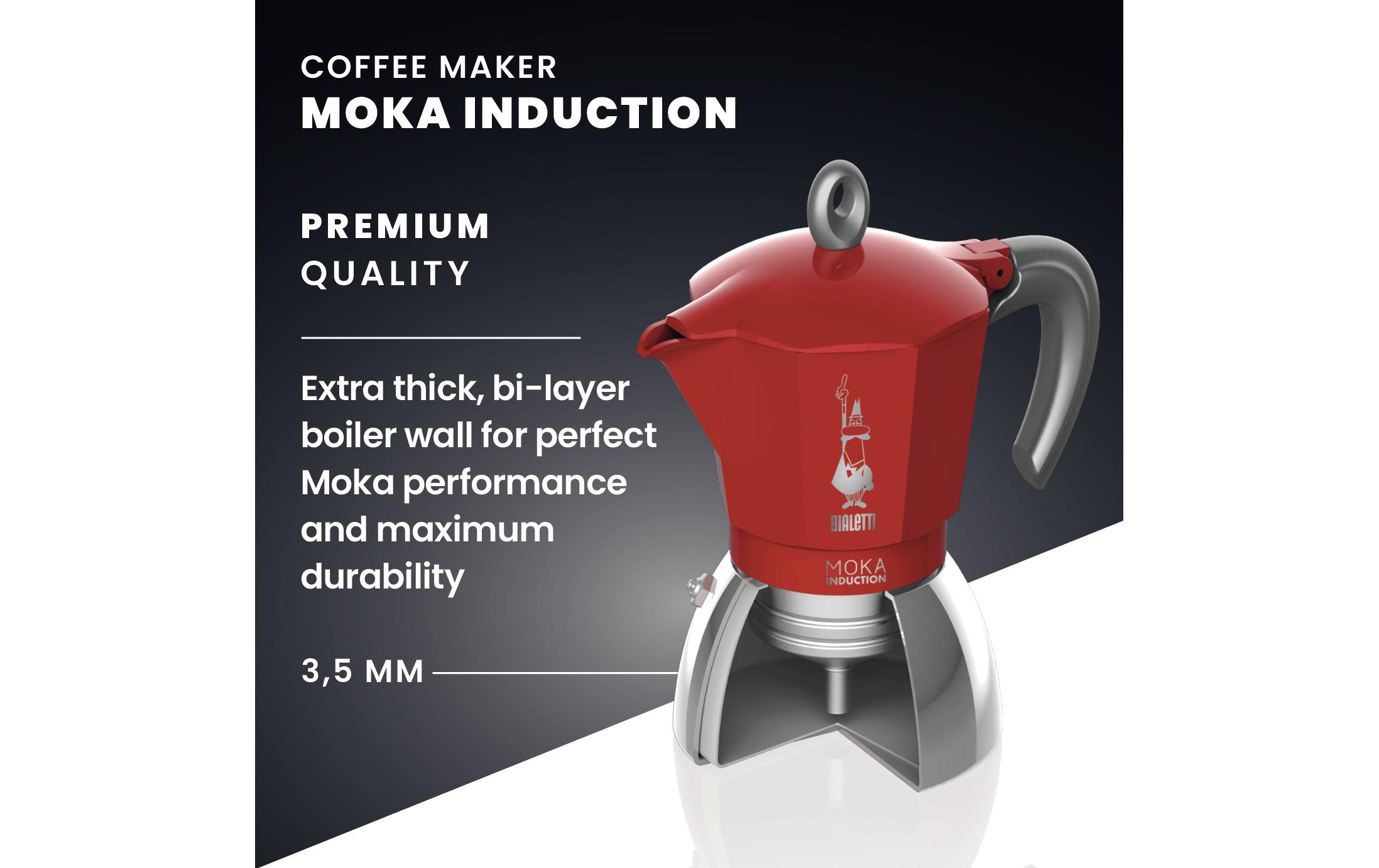 Espressokocher New Moka Induktion 2 Tassen, RotItalienische Espressokanne – ein Design-Klassiker