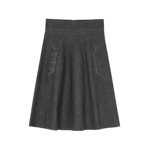 Mads Nørgaard Soft Denim Stelly Nederdel, Black Melange, 42