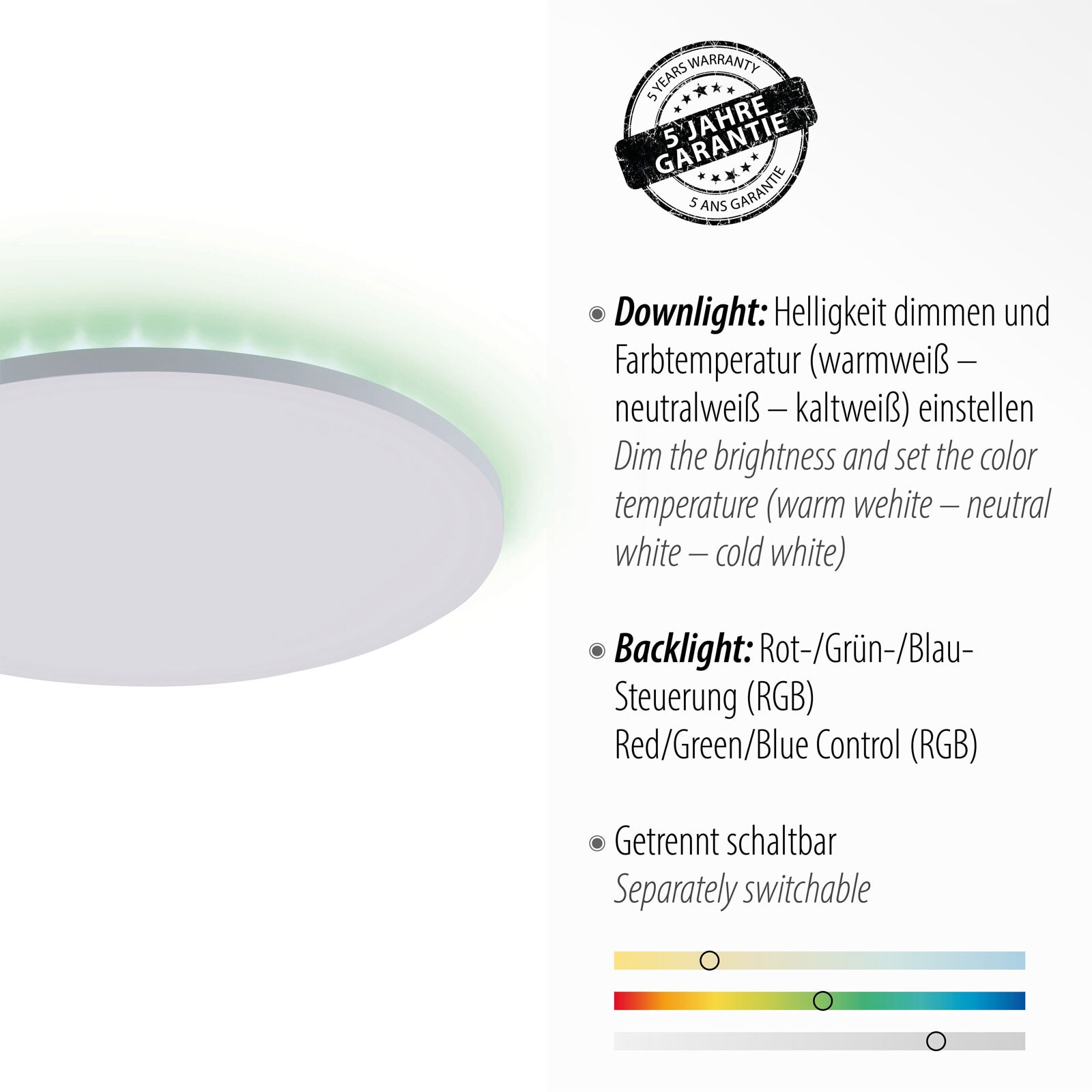 LED-Deckenleuchte Gustav 42x2,9 cm rund weiß