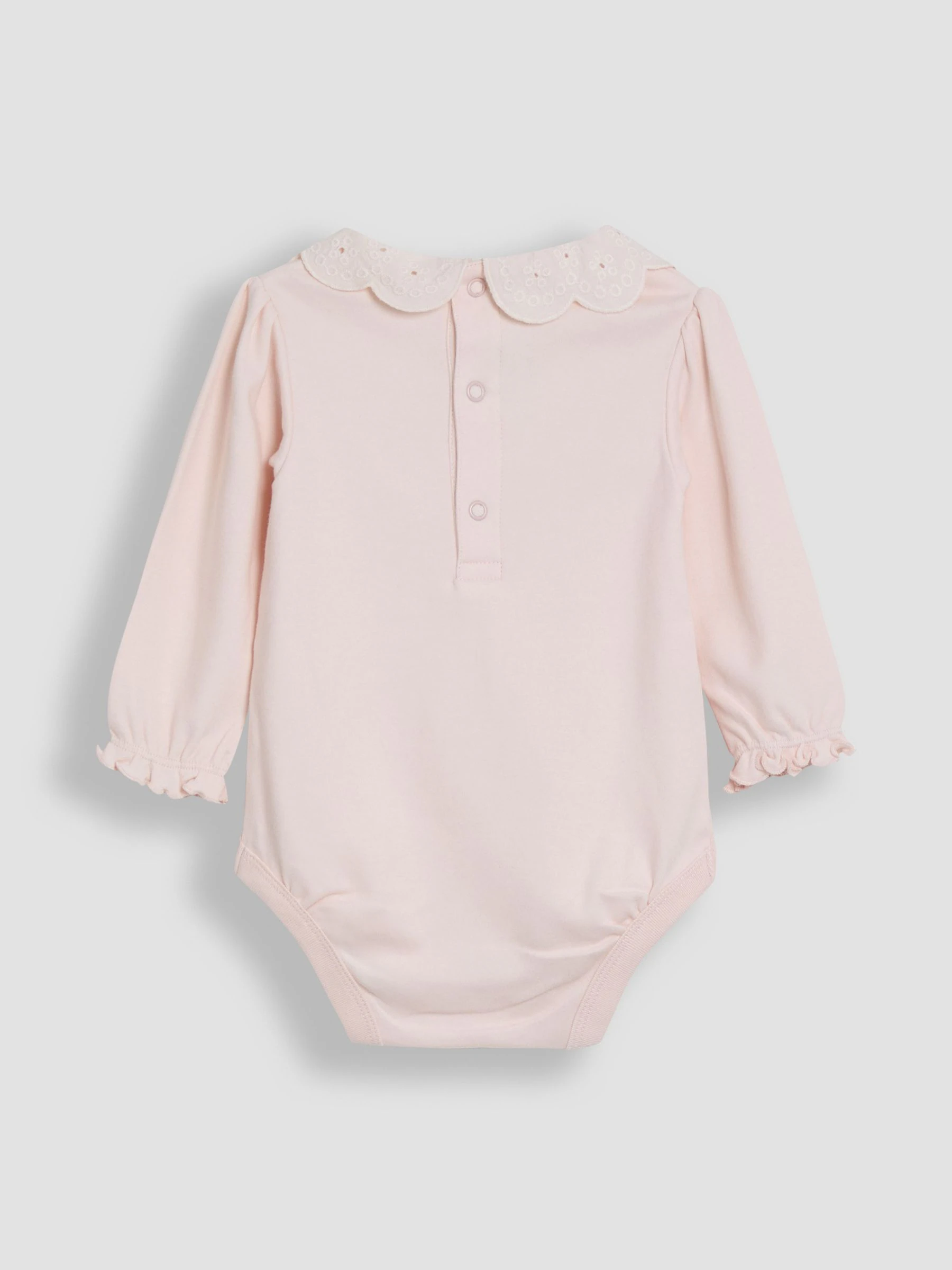 Roze - JoJo Maman Bébé Broderie Collar Long Sleeve Bodysuit