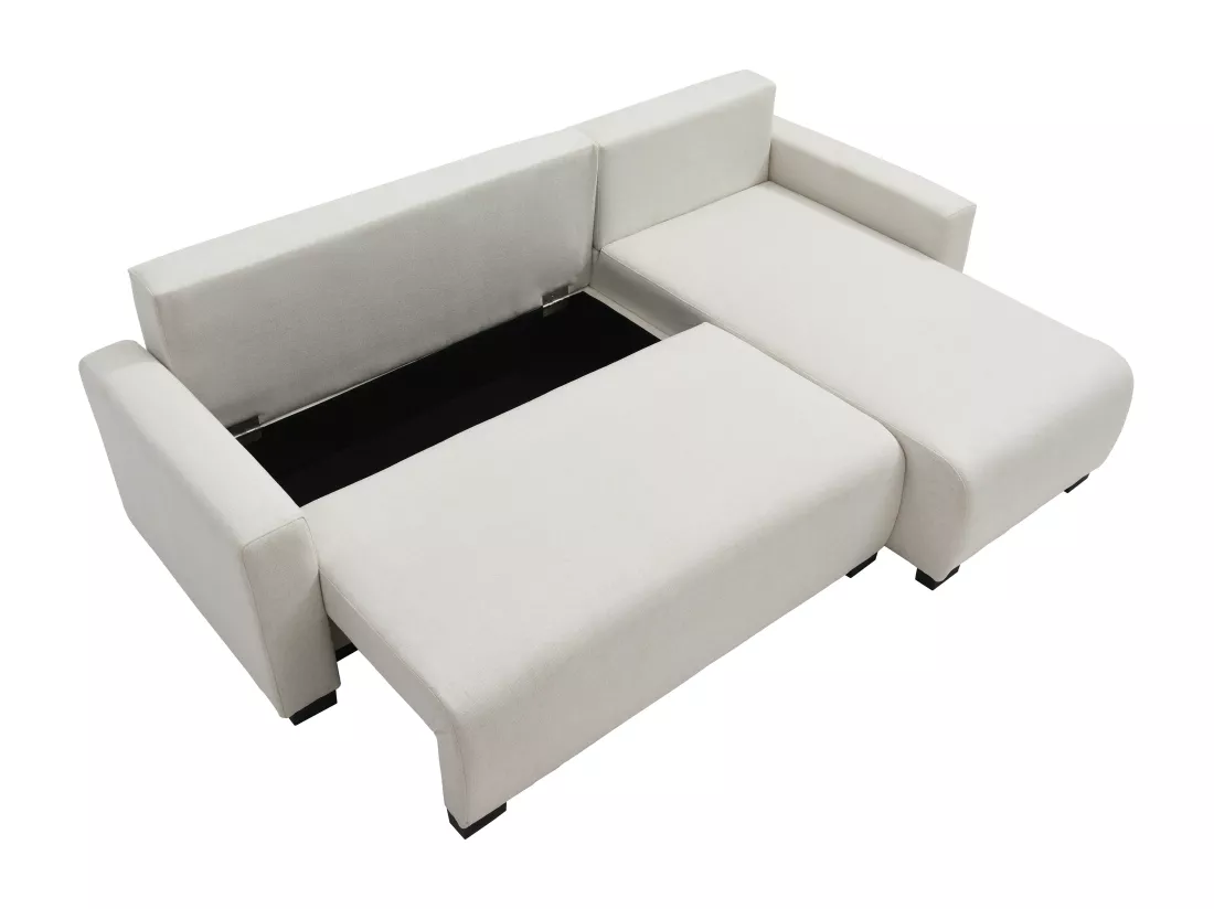 Canapé d'angle convertible et réversible en tissu beige LADAZIA II