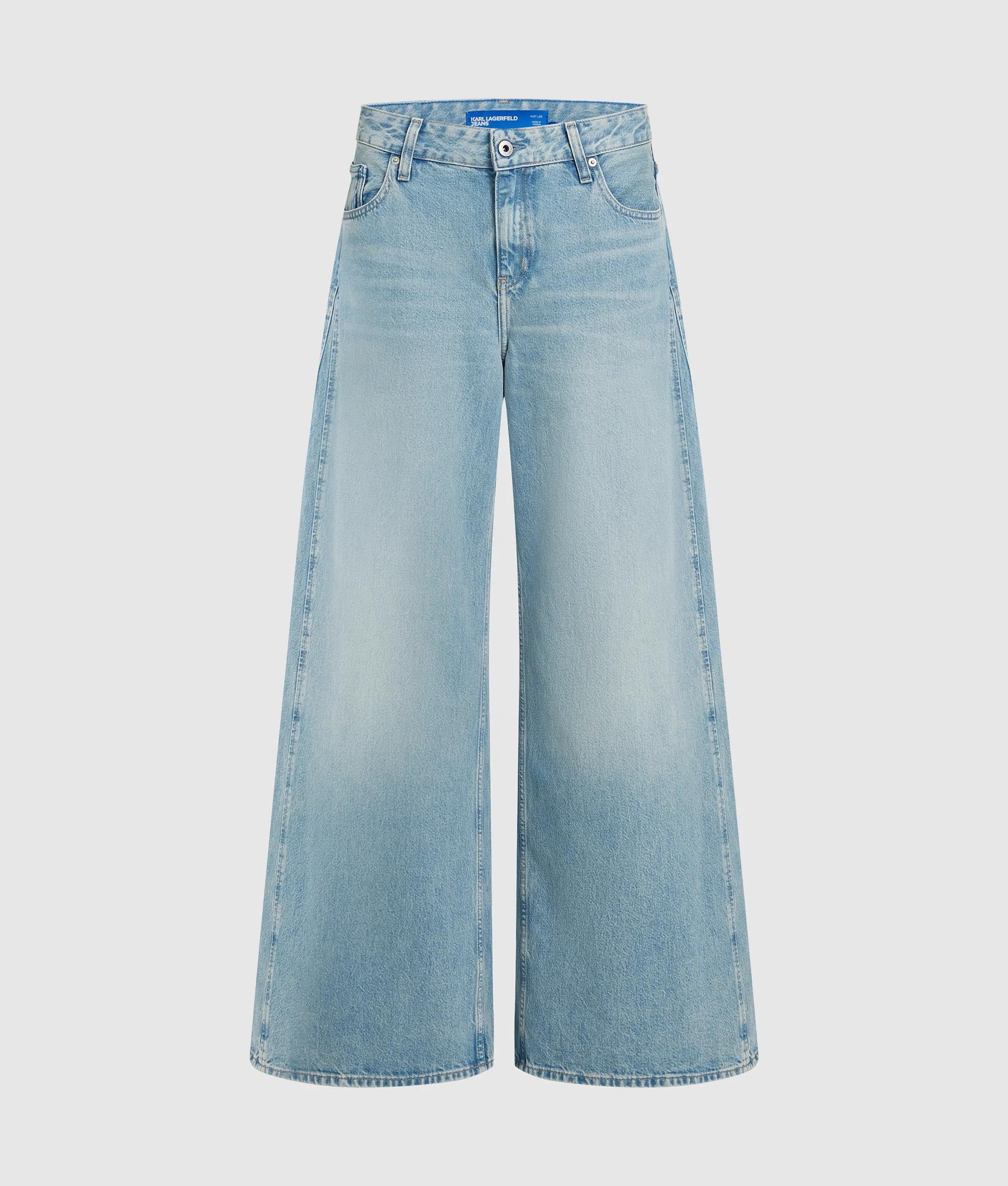 Laag model jeans met wijde pijpen en panelen